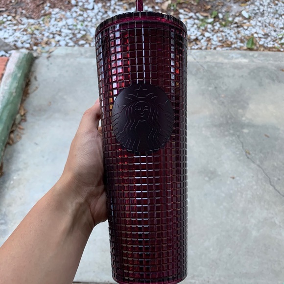 Starbucks plum grid studded tumbler